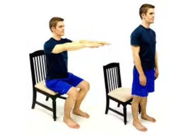 Example of a Sit to Stand exercise for gym beginners and older adults 